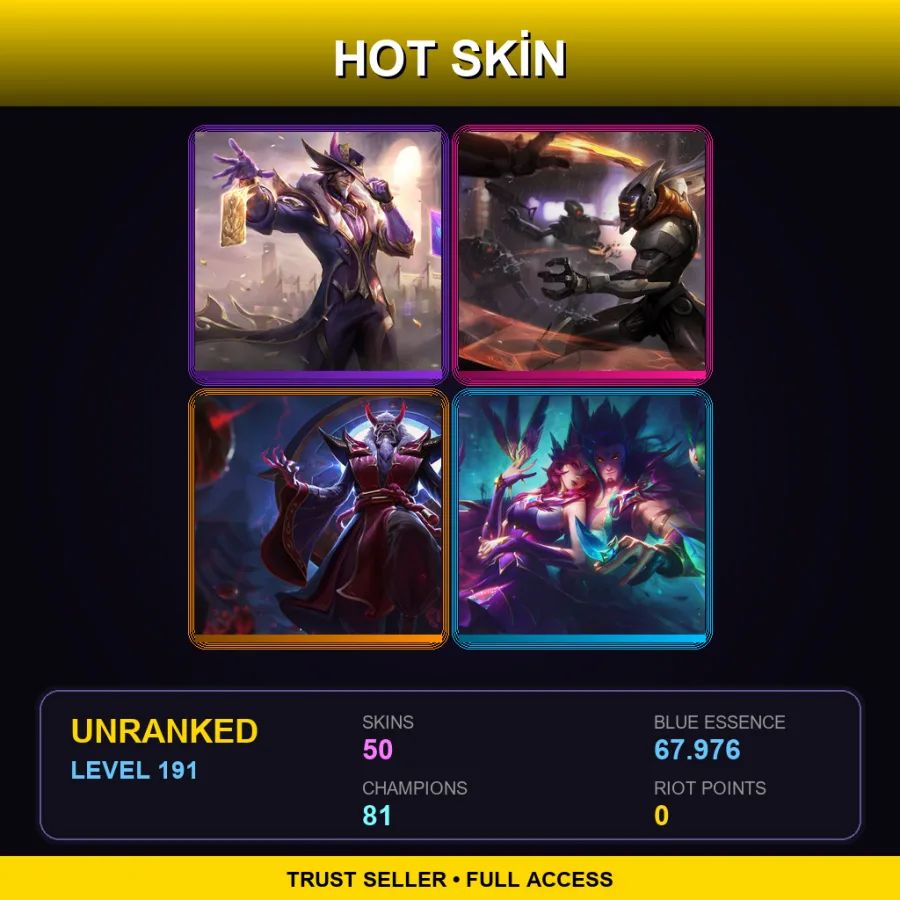 ME | Lv191 | Unranked | 50 Skin | 81 Champ — LoL account