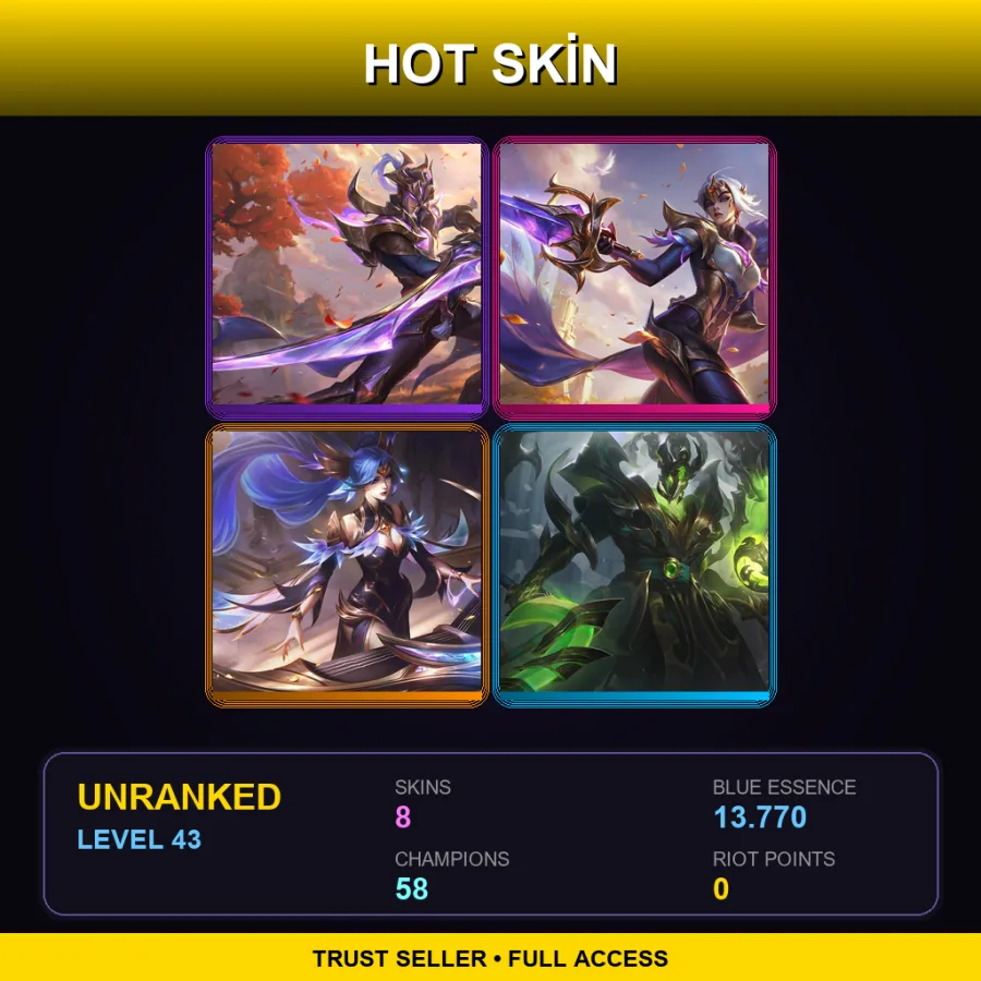 LAS | Lv43 | Unranked | 8 Skin | 58 Champ