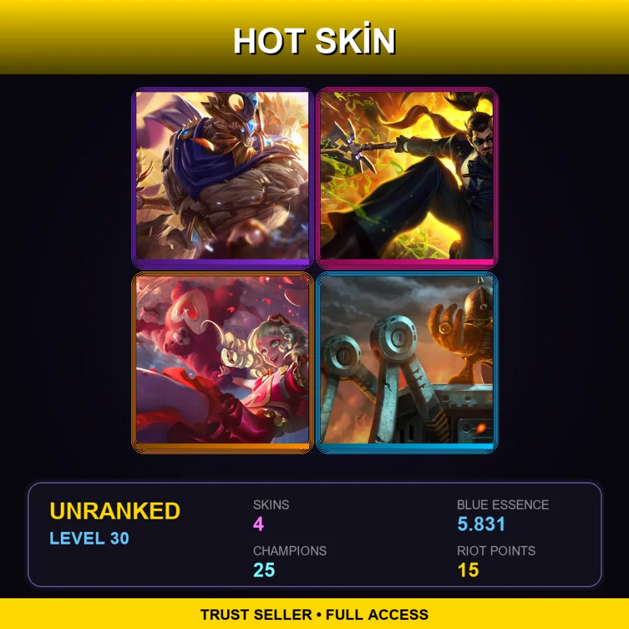 NA | Lv30 | Unranked | 4 Skin | 25 Champ