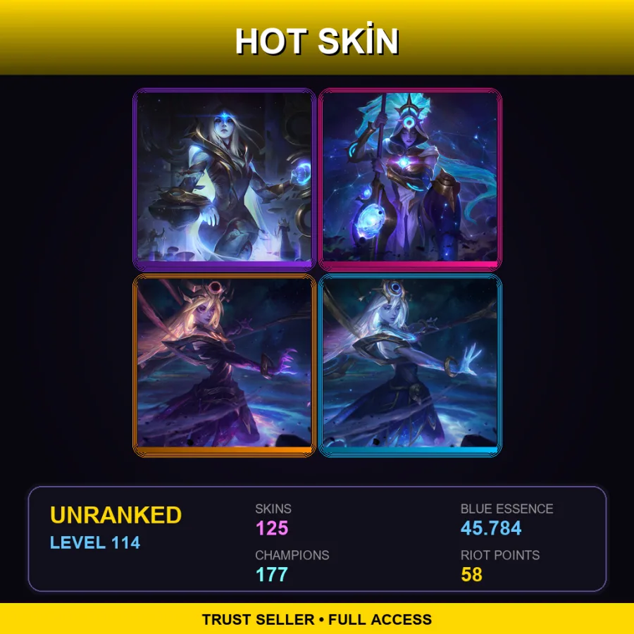 SG | Lv114 | Unranked | 125 Skin | 177 Champ — LoL account