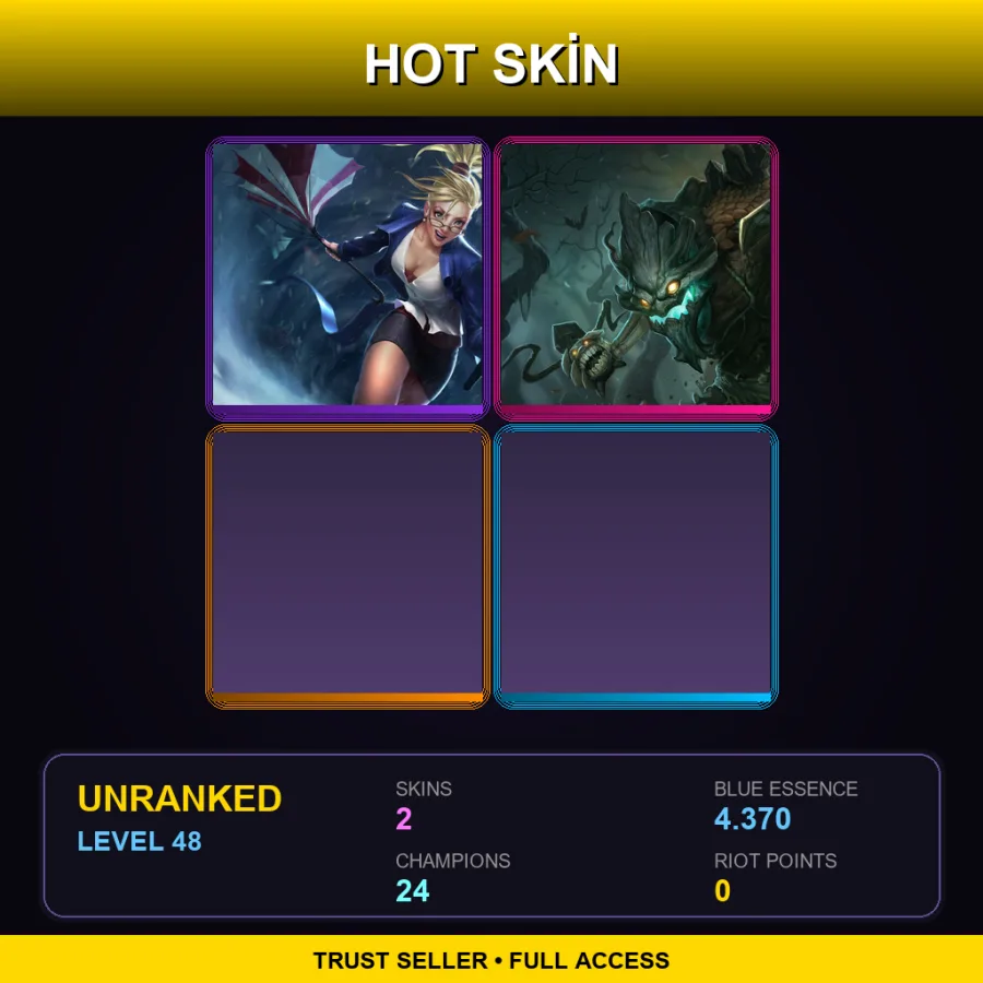 EUNE | Lv48 | Unranked | 2 Skin | 24 Champ — LoL account