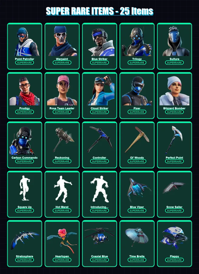 [PC/XBOX/PSN] | Point Patroller | Warpaint | Blue Striker | Trilogy | Sultura | 119 skin | 122 pickaxe | 97 emote | 123 glider | Lv1236