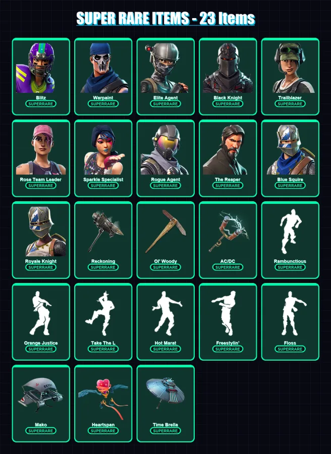 [PC/XBOX/PSN] | Blitz | Warpaint | Elite Agent | Black Knight | Trailblazer | 145 skin | 111 pickaxe | 137 emote | 107 glider | Lv1422