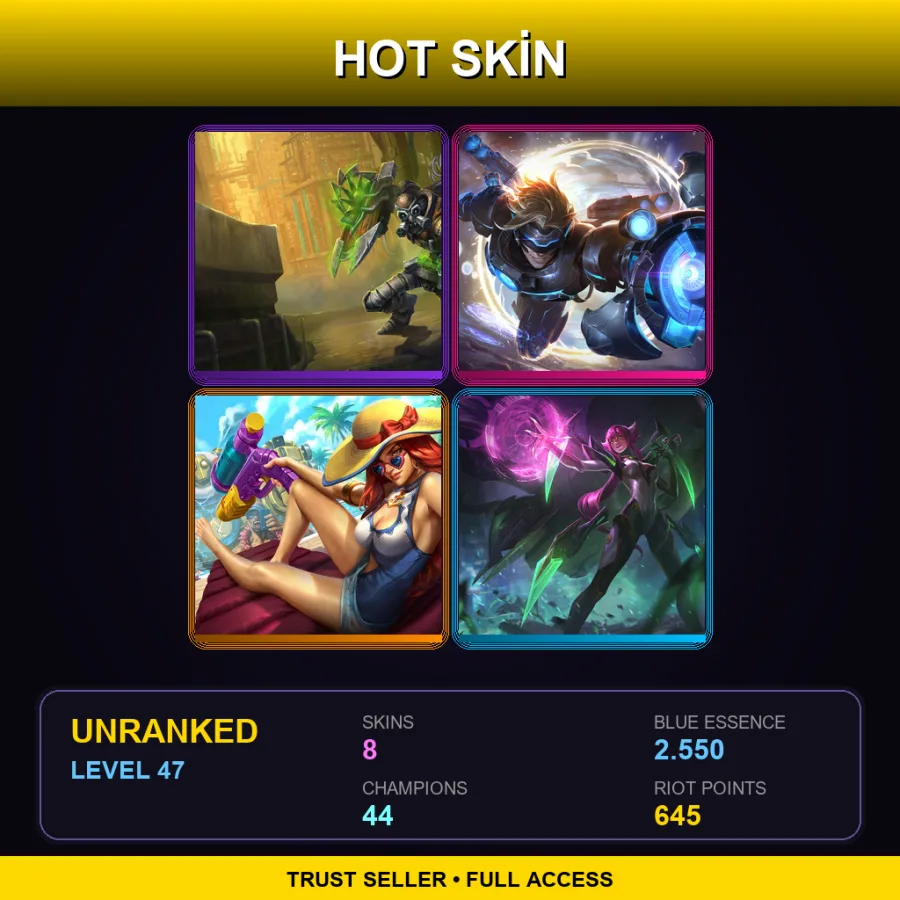 NA | Lv47 | Unranked | 8 Skin | 44 Champ