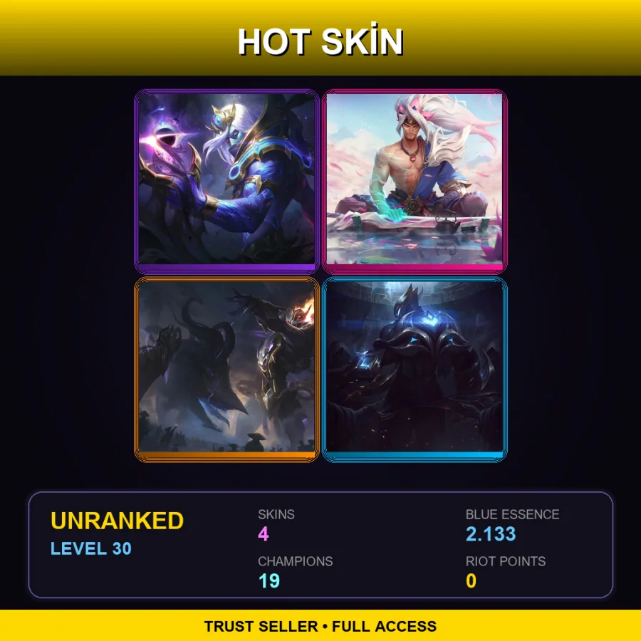 LAS | Lv30 | Unranked | 4 Skin | 19 Champ — Unranked / Smurf League of Legends