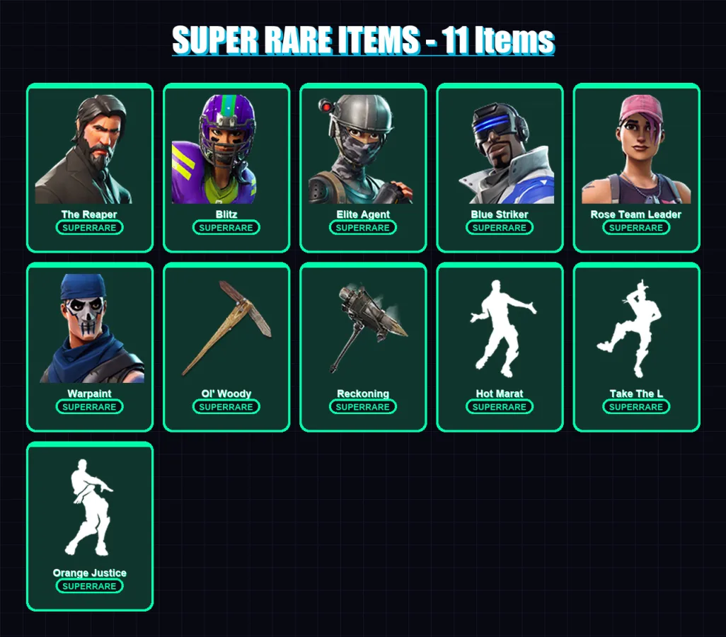 [PC/XBOX] | The Reaper | Blitz | Elite Agent | Blue Striker | Rose Team Leader | 78 skin | 72 pickaxe | 73 emote | 84 glider | Lv966