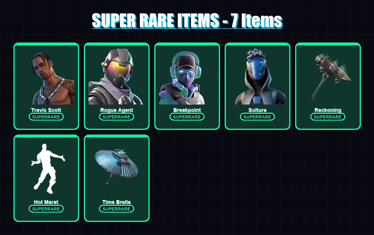 [PS4/PS5/PC] | Travis Scott | Rogue Agent | Breakpoint | Sultura | Menace | 132 skin | 121 pickaxe | 128 emote | 121 glider | Lv1981 — Fortnite account
