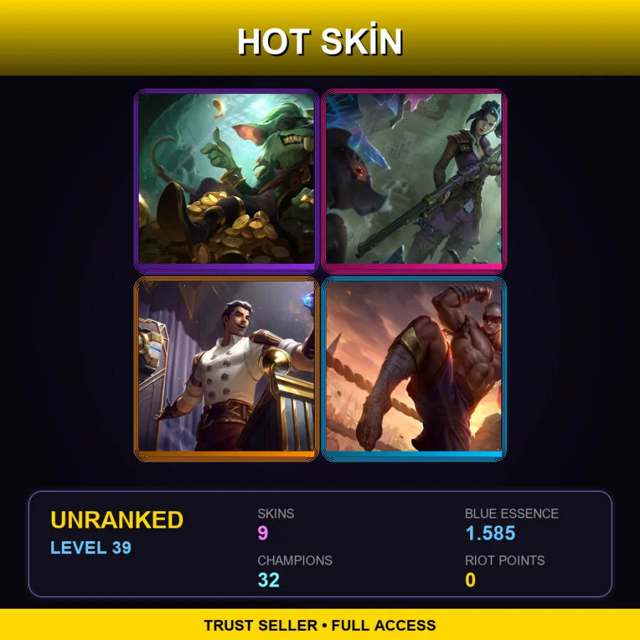 NA | Lv39 | Unranked | 9 Skin | 32 Champ