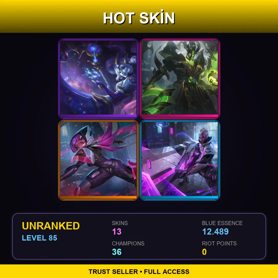 LAN | Lv85 | Unranked | 13 Skin | 36 Champ — LoL account