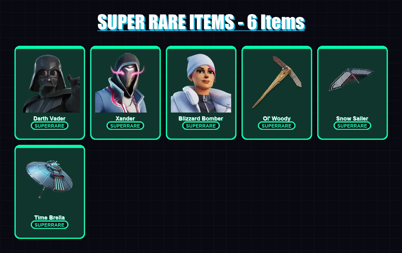 [PC] | Darth Vader | Xander | Blizzard Bomber | The Imagined | Paradigm (Reality-659) | 133 skin | 176 pickaxe | 105 emote | 123 glider | Lv1928
