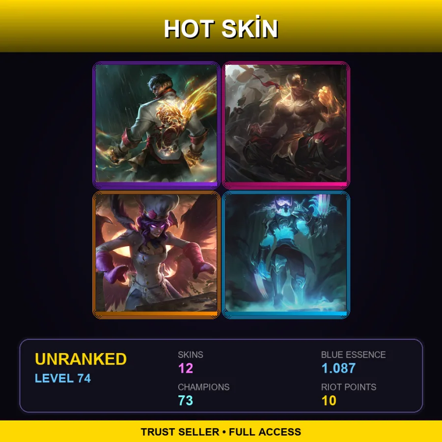 RU | Lv74 | Unranked | 12 Skin | 73 Champ