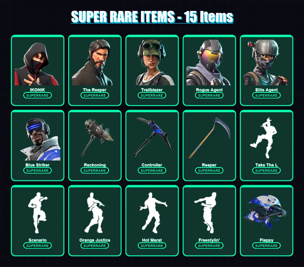 [PS4/PS5/XBOX/PC] | IKONIK | The Reaper | Trailblazer | Rogue Agent | Elite Agent | 97 skin | 69 pickaxe | 84 emote | 75 glider | Lv811 — Fortnite account
