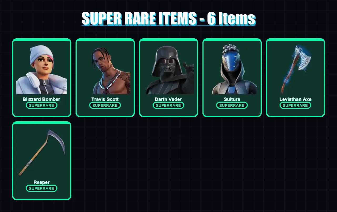 [PS4/PS5/XBOX/PC] | Blizzard Bomber | Travis Scott | Darth Vader | Sultura | Midas | 150 skin | 151 pickaxe | 100 emote | 100 glider | Lv2346
