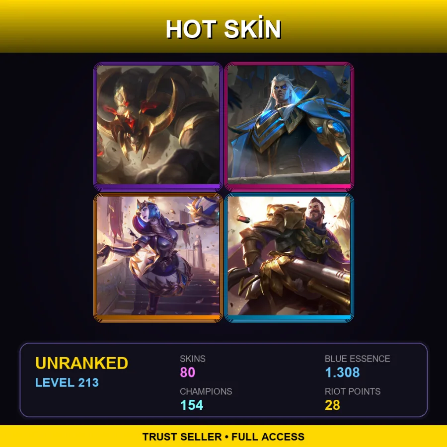 EUNE | Lv213 | Unranked | 80 Skin | 154 Champ