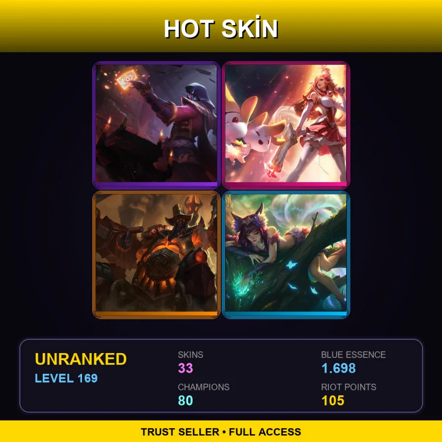 EUW | Lv169 | Unranked | 33 Skin | 80 Champ