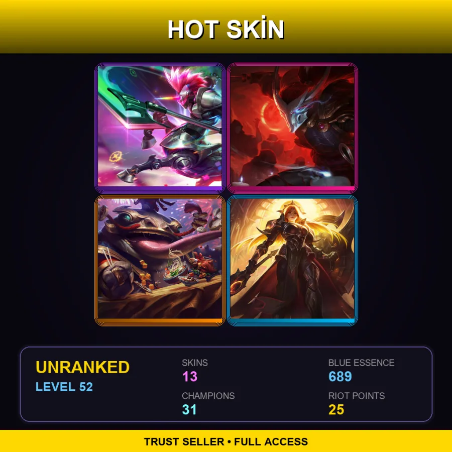 JP | Lv52 | Unranked | 13 Skin | 31 Champ — LoL account