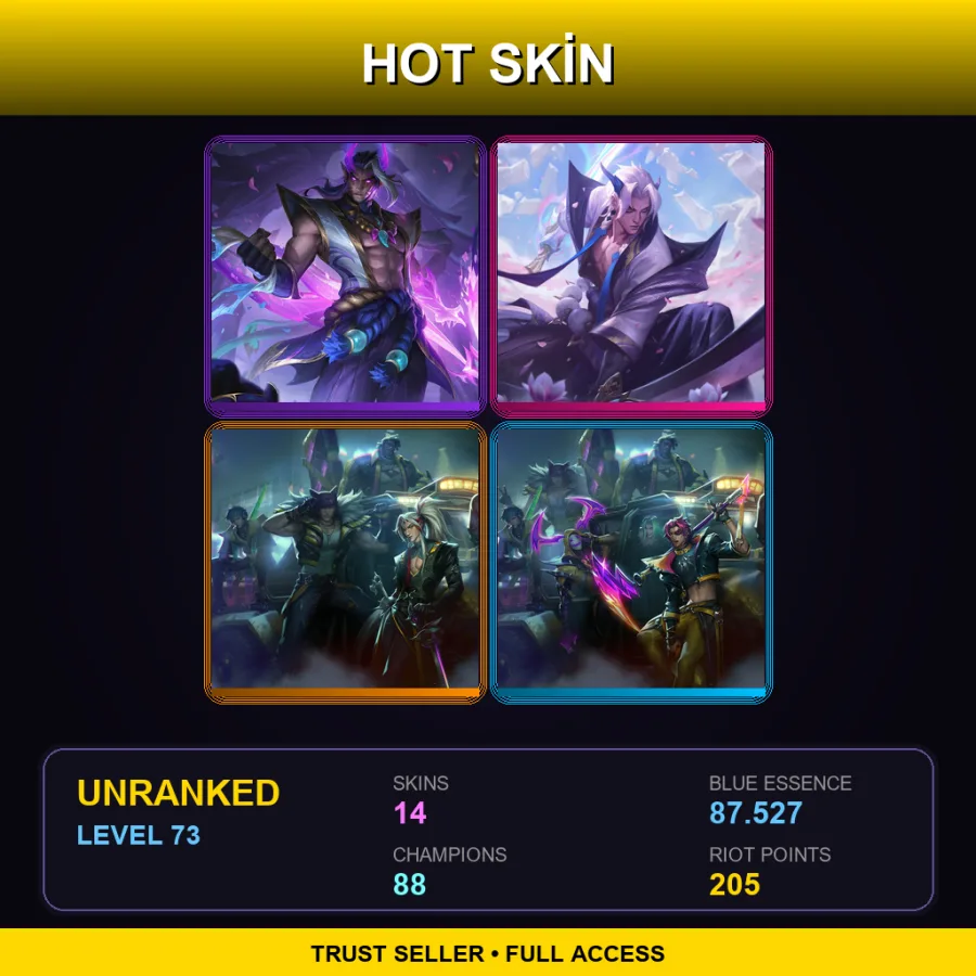 VN | Spirit Blossom Varus | Spirit Blossom Yone | HEARTSTEEL Yone | HEARTSTEEL Kayn | 14 Skin | 88 Champ | Lv73