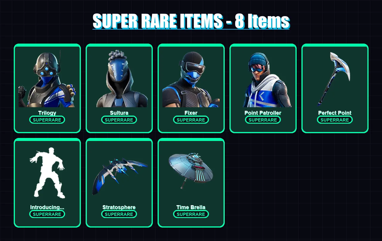 [PS4/PS5/XBOX/PC] | Trilogy | Sultura | Fixer | Point Patroller | Hybrid | 72 skin | 91 pickaxe | 91 emote | 89 glider | Lv1390