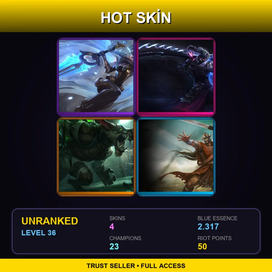 LAS | Lv36 | Unranked | 4 Skin | 23 Champ — LoL account