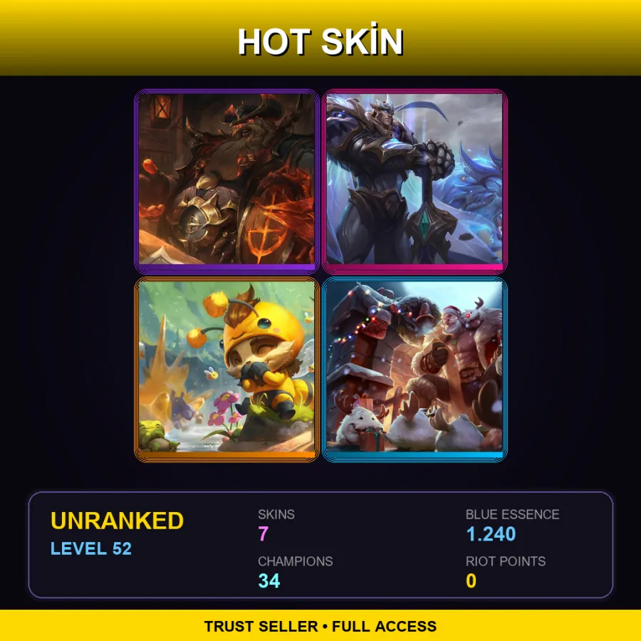 BR | Lv52 | Unranked | 7 Skin | 34 Champ — LoL account