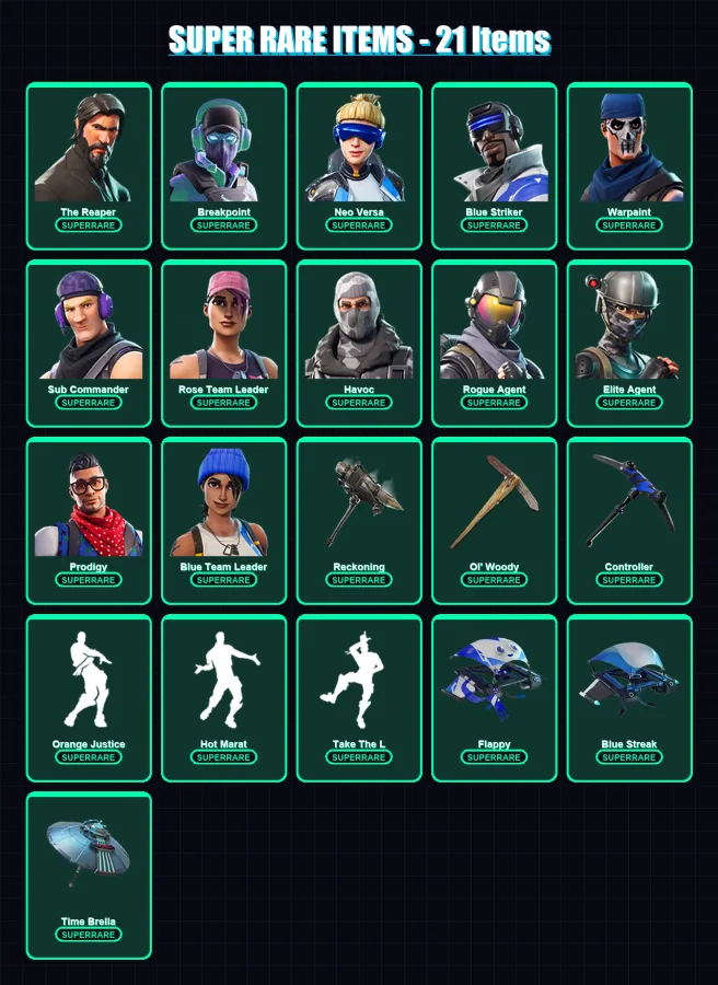 [PS4/PS5/XBOX/PC] | The Reaper | Breakpoint | Neo Versa | Blue Striker | Warpaint | 101 skin | 54 pickaxe | 73 emote | 68 glider | Lv864
