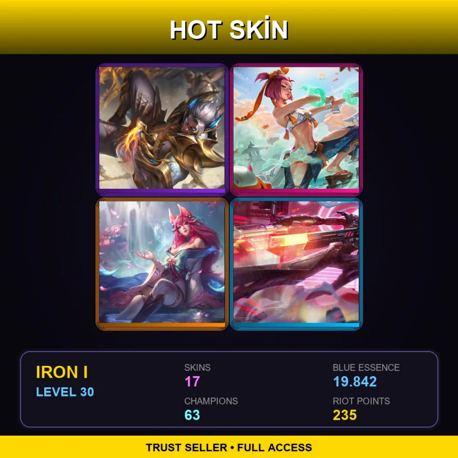 KR | Lv30 | Iron I | 17 Skin | 63 Champ — LoL account