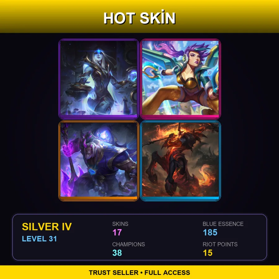 EUW | Lv31 | Silver IV | 17 Skin | 38 Champ — LoL account