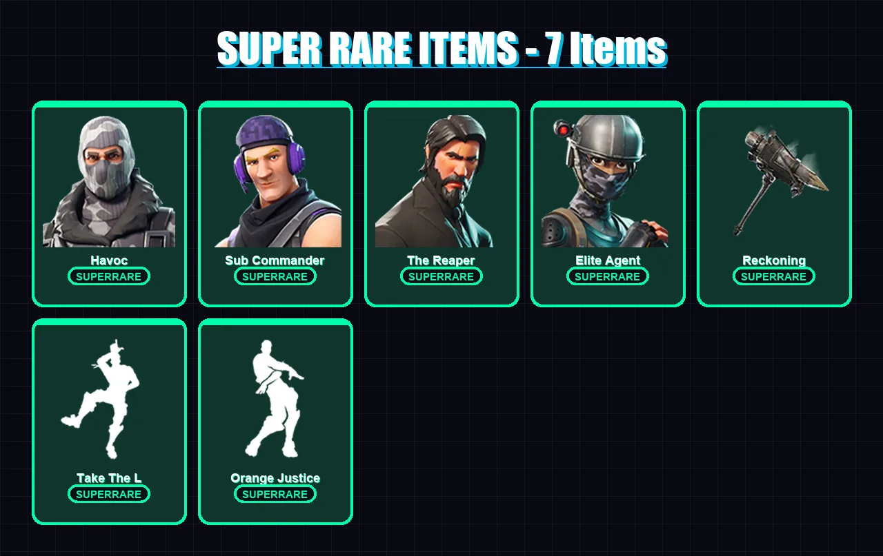 [PC/XBOX] | Havoc | Sub Commander | The Reaper | Elite Agent | Calamity | 37 skin | 33 pickaxe | 64 emote | 46 glider | Lv705
