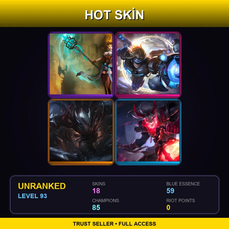 SG | Lv93 | Unranked | 18 Skin | 85 Champ — LoL account