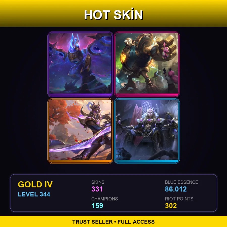 VN | Lv344 | Gold IV | 331 Skin | 159 Champ with Zed