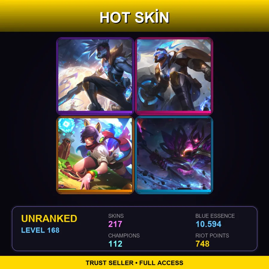 EUW | Lv168 | Unranked | 217 Skin | 112 Champ