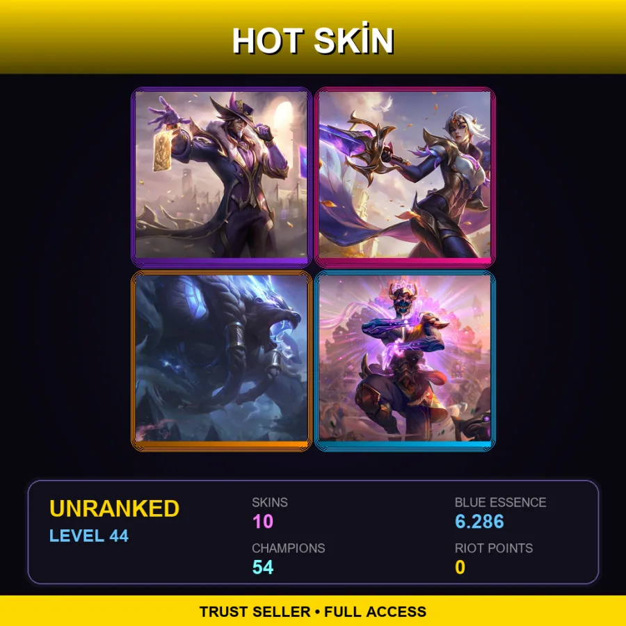 BR | Lv44 | Unranked | 10 Skin | 54 Champ — LoL account