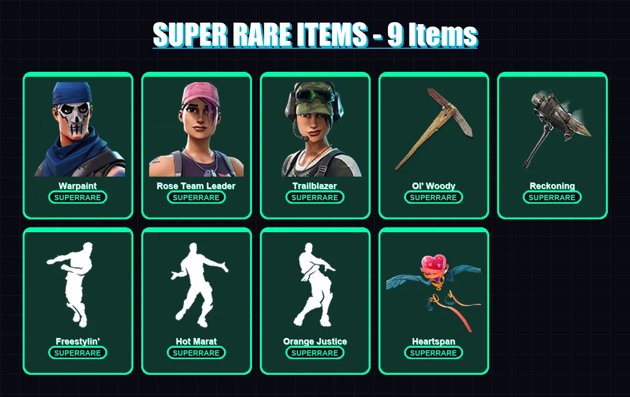 [PC/XBOX/PSN] | Warpaint | Rose Team Leader | Trailblazer | Drift | Sentinel | 53 skin | 46 pickaxe | 63 emote | 50 glider | Lv746