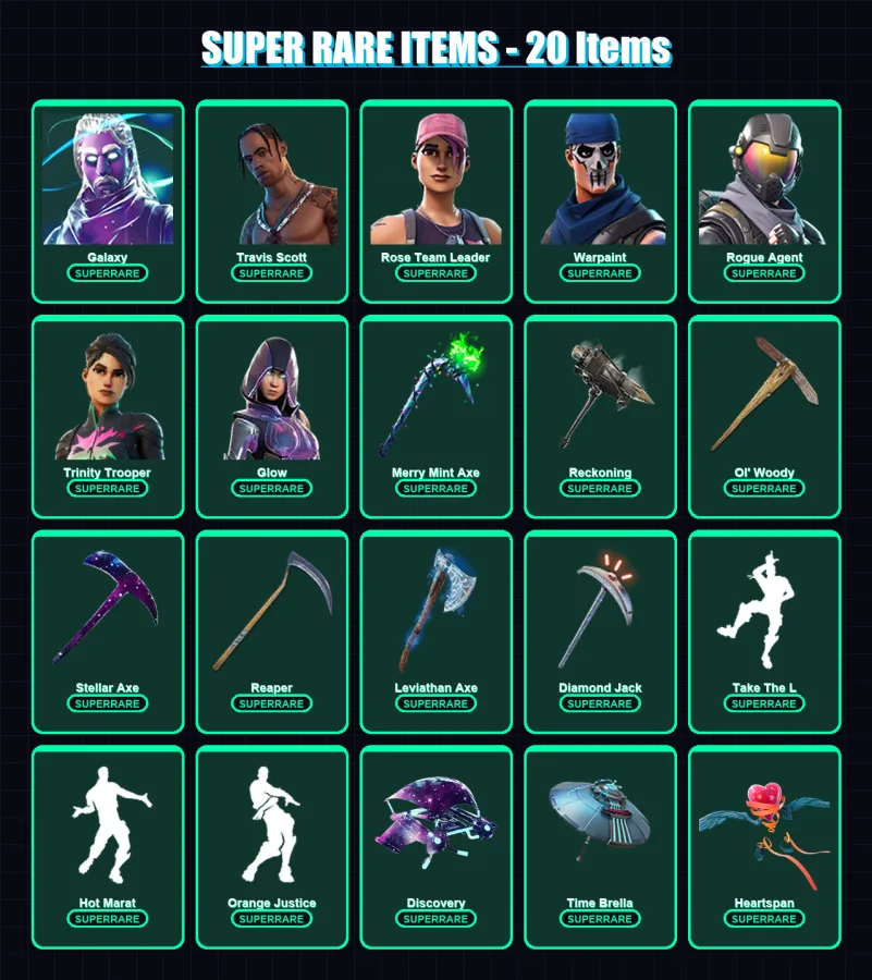 [PC/PSN] | Galaxy | Travis Scott | Rose Team Leader | Warpaint | Rogue Agent | 254 skin | 238 pickaxe | 194 emote | 177 glider | Lv2874