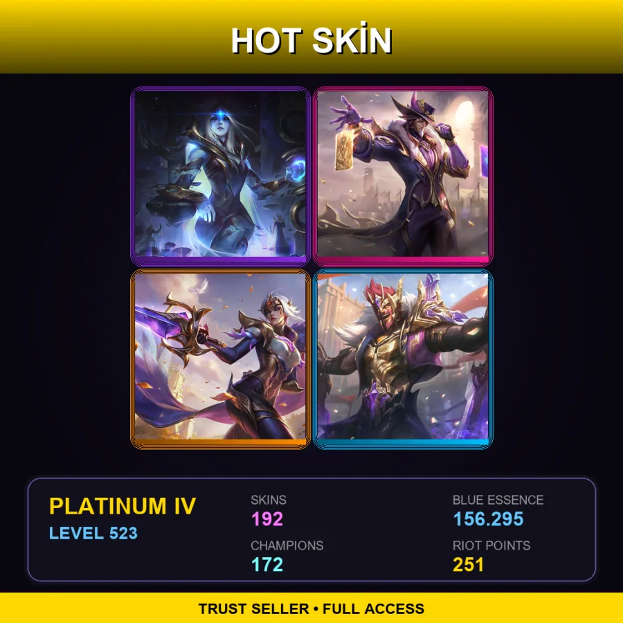 BR | Cosmic Queen Ashe | Victorious Twisted Fate | Victorious Fiora | Victorious Draven | 192 Skin | 172 Champ | Platinum IV | Lv523