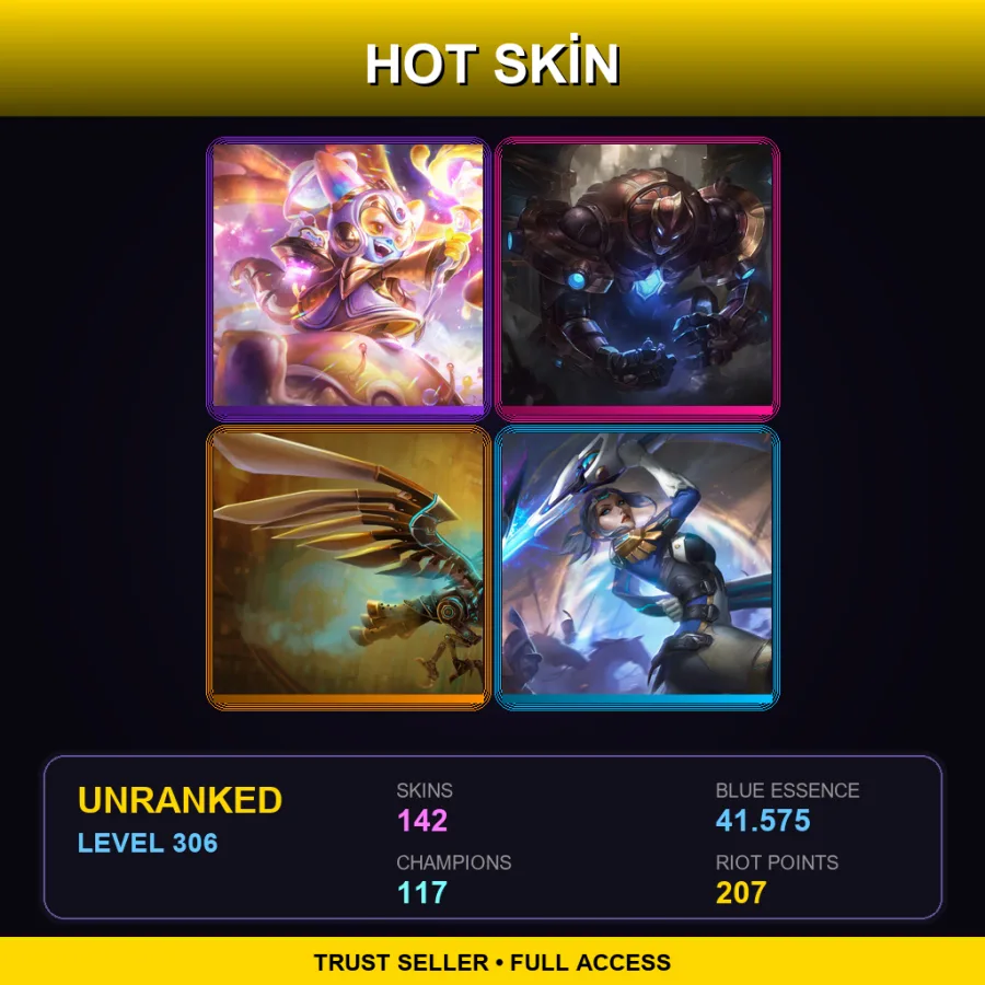 EUW | Lv306 | Unranked | 142 Skin | 117 Champ