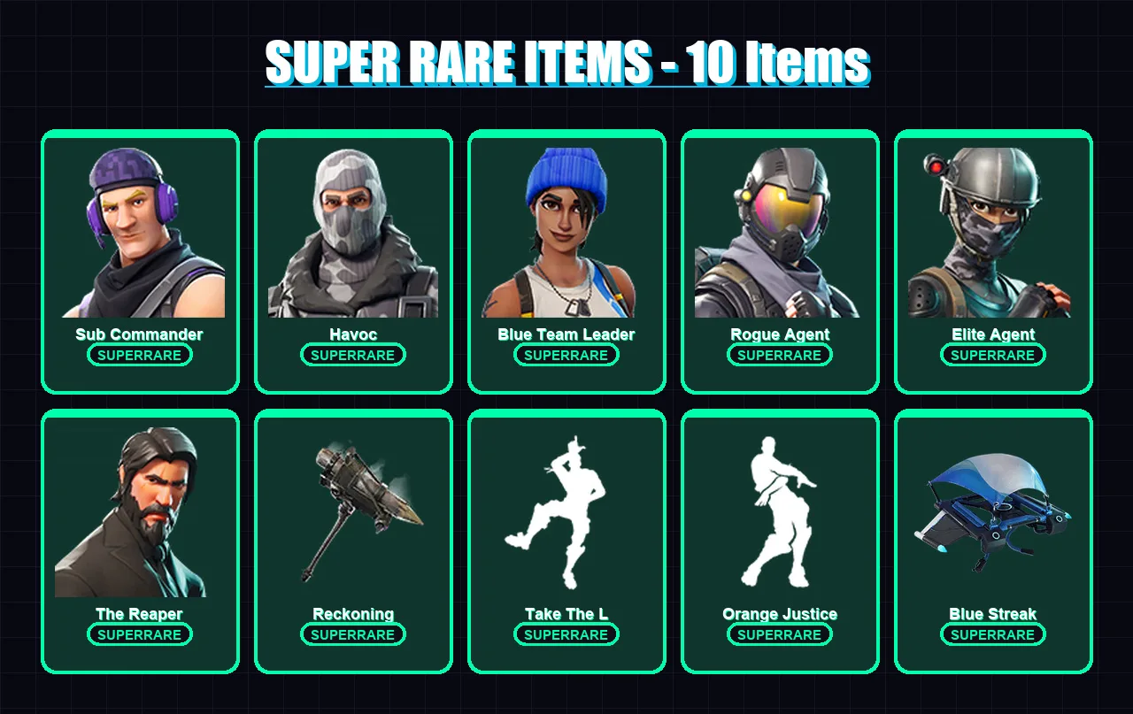 [PC/XBOX/PSN] | Sub Commander | Havoc | Blue Team Leader | Rogue Agent | Elite Agent | 68 skin | 36 pickaxe | 48 emote | 43 glider | Lv452