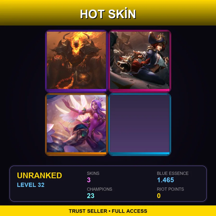 EUNE | Lv32 | Unranked | 3 Skin | 23 Champ — LoL account