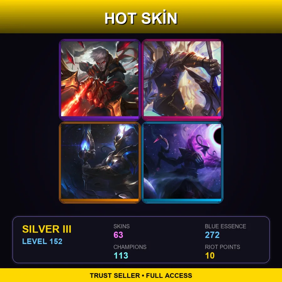 SG | Lv152 | Silver III | 63 Skin | 113 Champ — LoL account