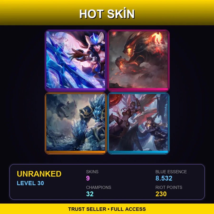 NA | Lv30 | Unranked | 9 Skin | 32 Champ — Glacial Malphite