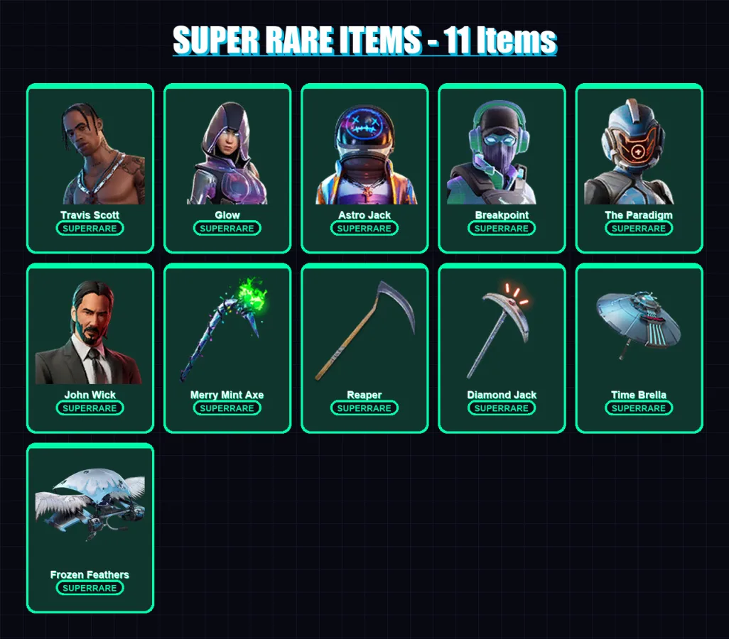 [PC/XBOX/PSN] | Travis Scott | Glow | Astro Jack | Breakpoint | The Paradigm | 198 skin | 152 pickaxe | 142 emote | 134 glider | Lv1936