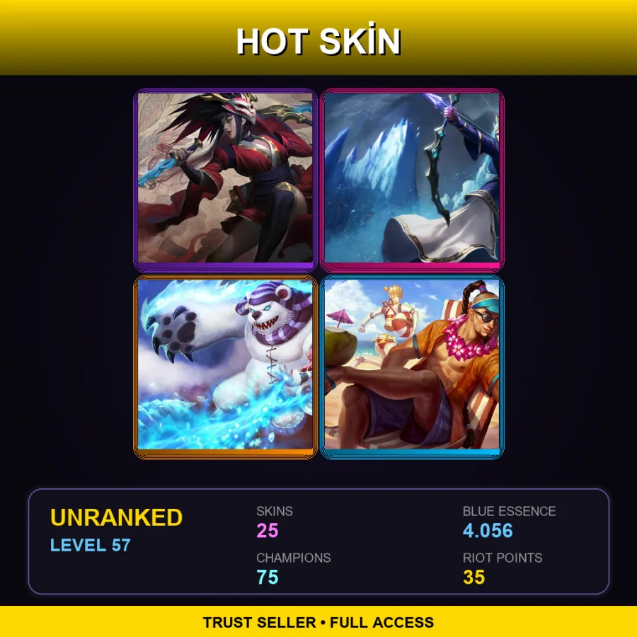 EUW | Lv57 | Unranked | 25 Skin | 75 Champ