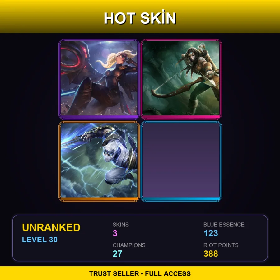 NA | Lv30 | Unranked | 3 Skin | 27 Champ — Unranked / Smurf League of Legends