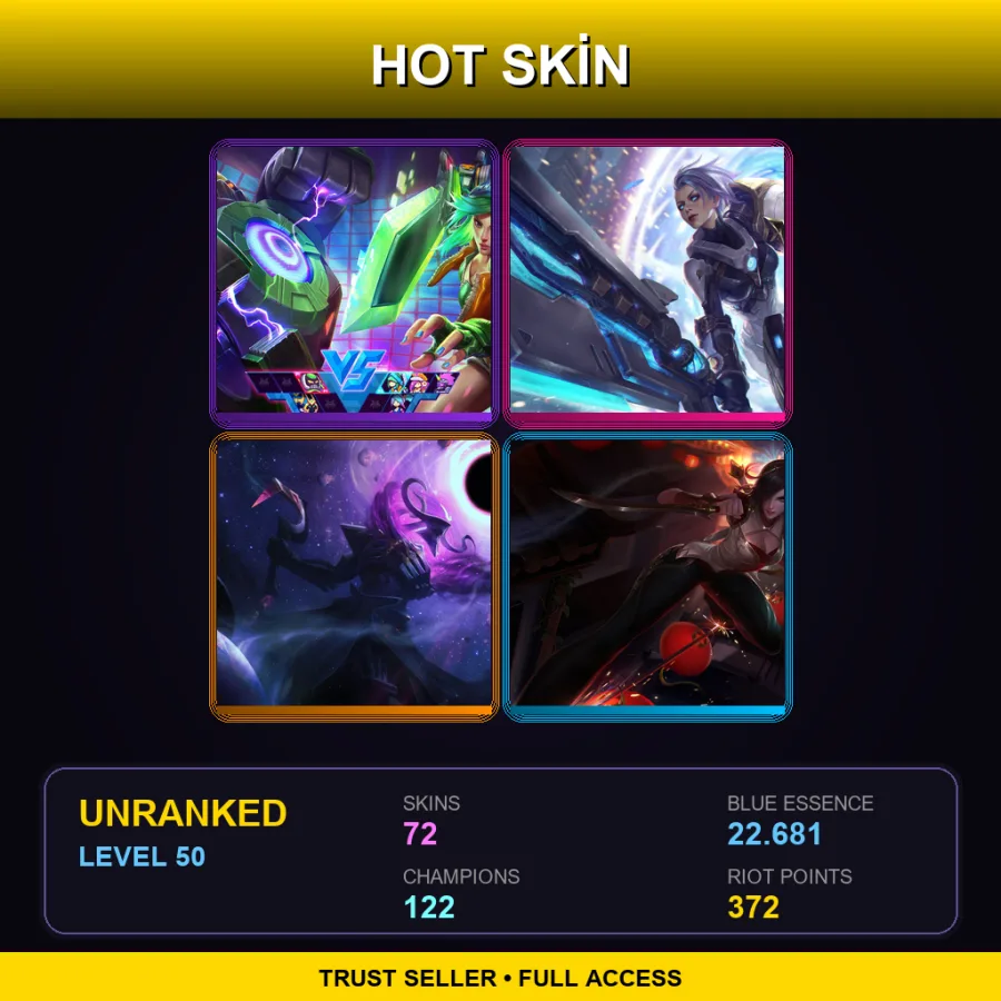 EUW | Lv50 | Unranked | 72 Skin | 122 Champ — LoL account