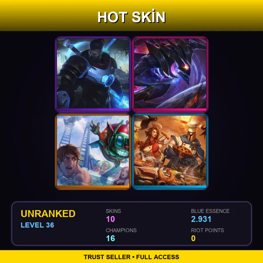 LAN | Lv36 | Unranked | 10 Skin | 16 Champ — LoL account