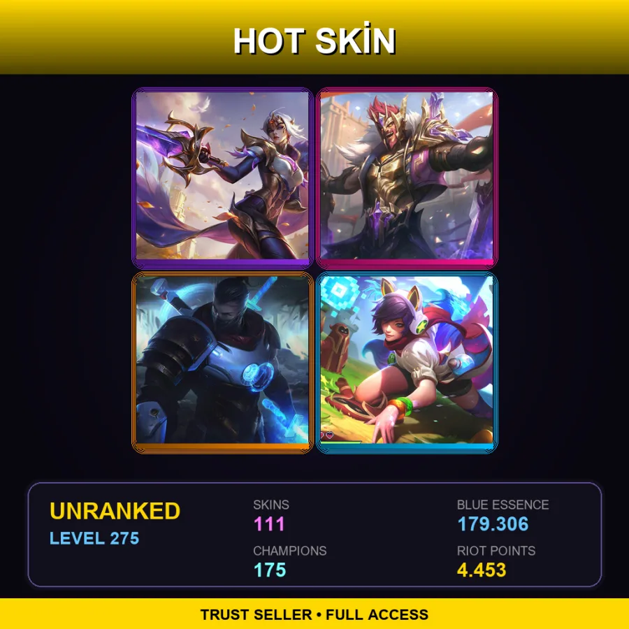 SG | Lv275 | Unranked | 111 Skin | 175 Champ — Gladiator Draven