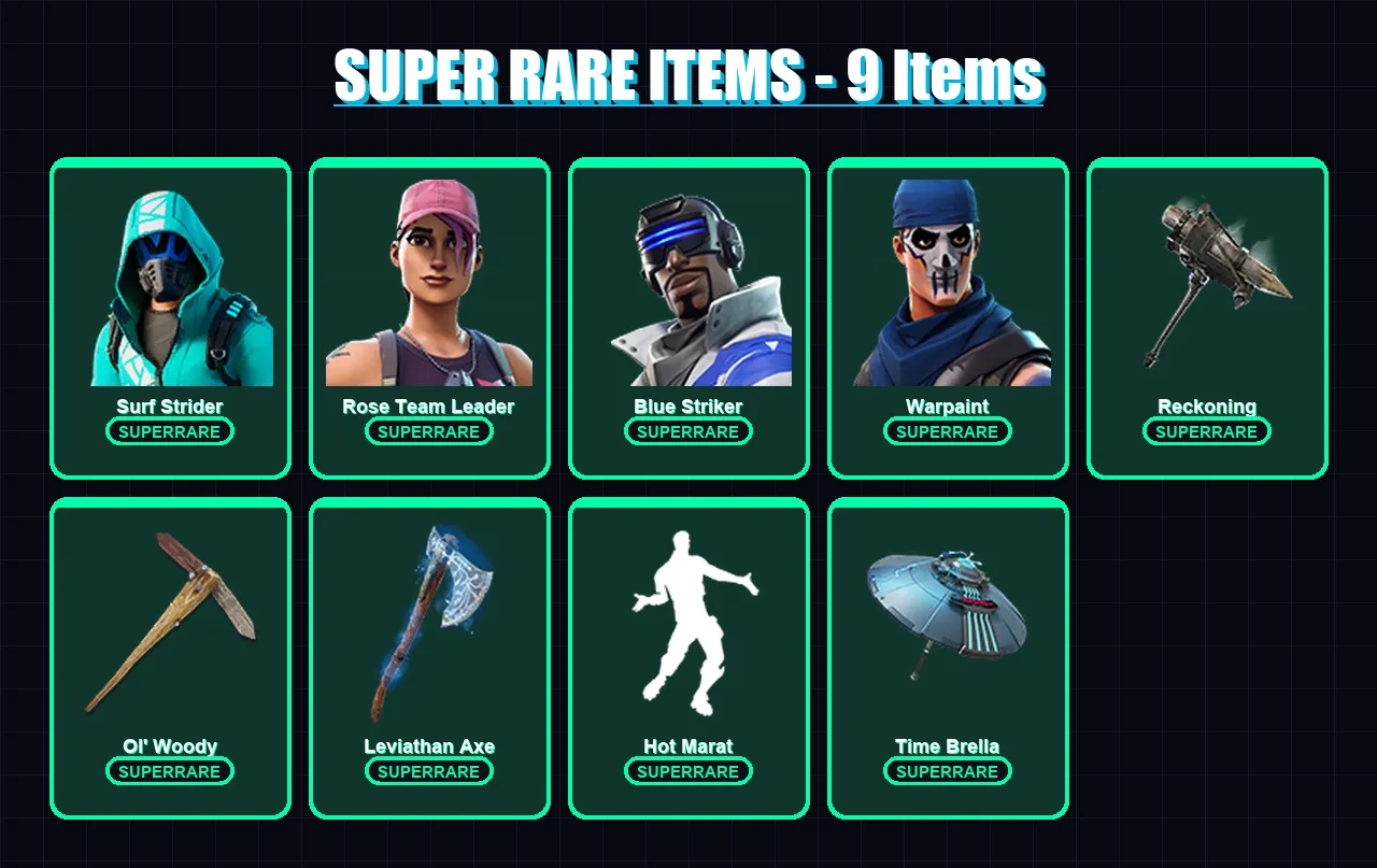 [PC/XBOX/PSN] | Surf Strider | Rose Team Leader | Blue Striker | Warpaint | Spire Assassin | 168 skin | 152 pickaxe | 130 emote | 122 glider | Lv180 — Fortnite account