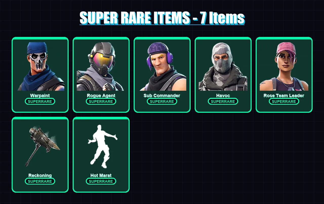 [PC/XBOX/PSN] | Warpaint | Rogue Agent | Sub Commander | Havoc | Rose Team Leader | 17 skin | 13 pickaxe | 12 emote | 17 glider | Lv180 — Fortnite account
