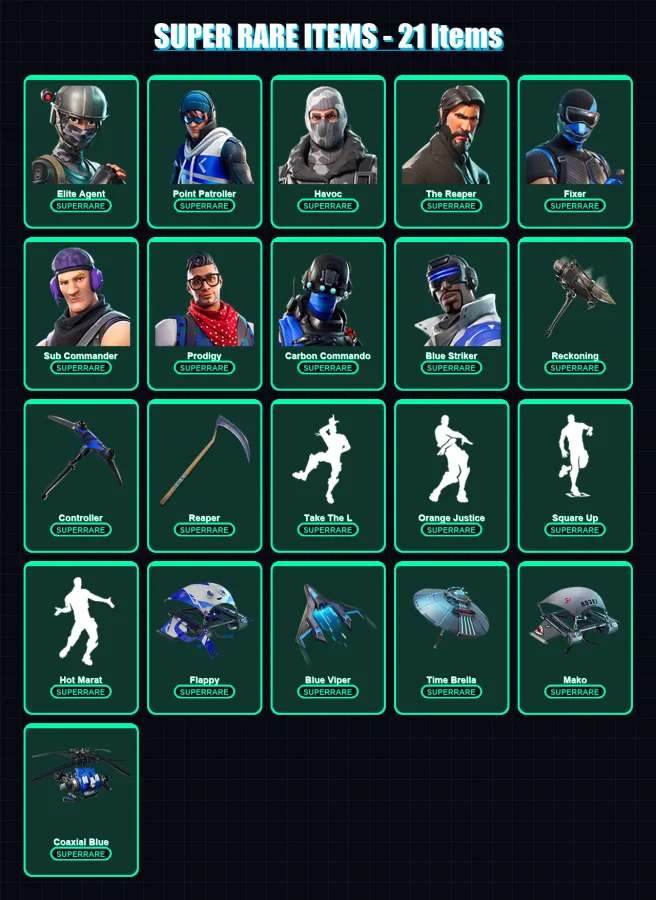 [PS4/PS5/XBOX/PC] | Elite Agent | Point Patroller | Havoc | The Reaper | Fixer | 99 skin | 97 pickaxe | 90 emote | 90 glider | Lv1194