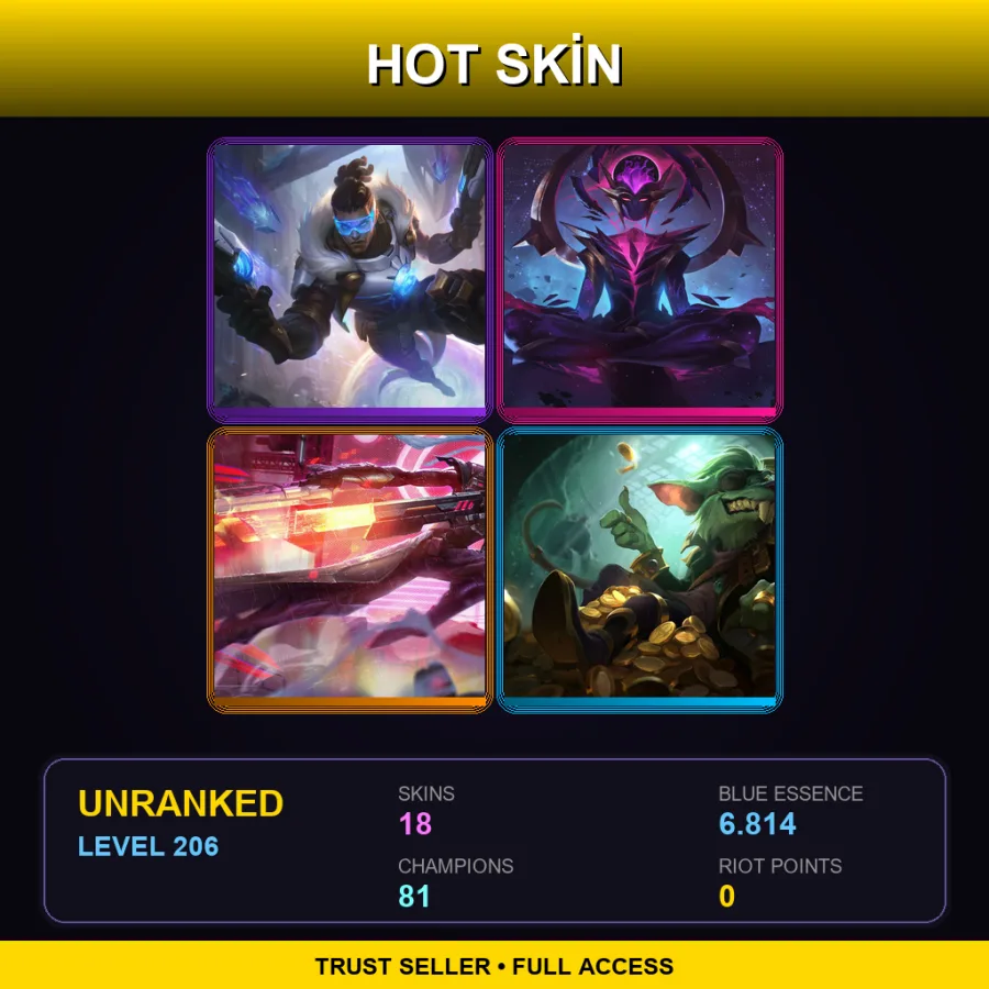 BR | Lv206 | Unranked | 18 Skin | 81 Champ — LoL account